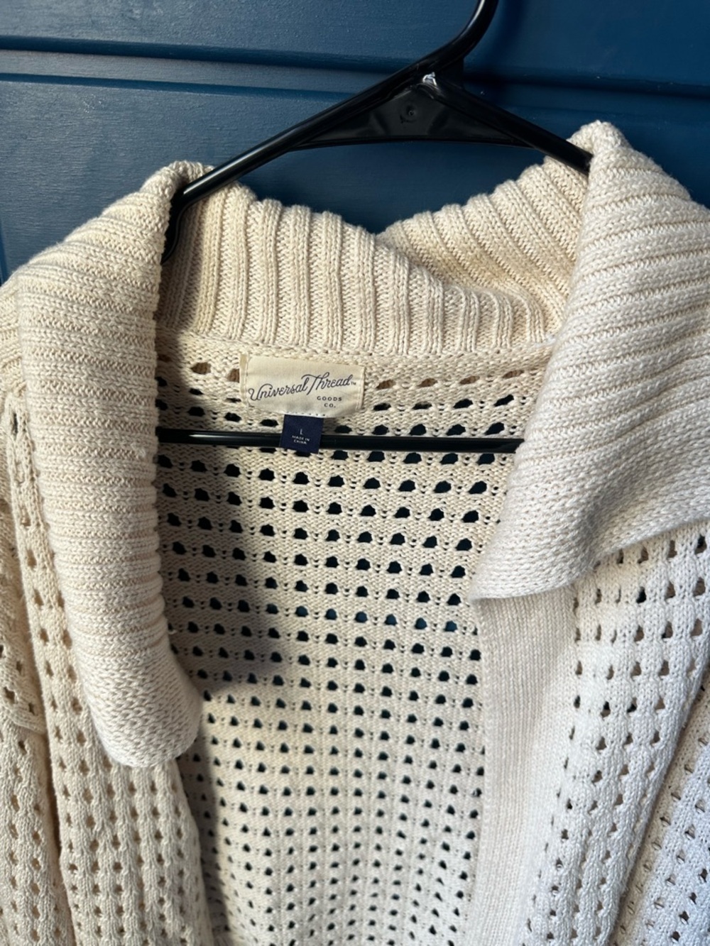 Universal Thread Cream Open-Knit Collared Cardigan - Picture 2 of 4